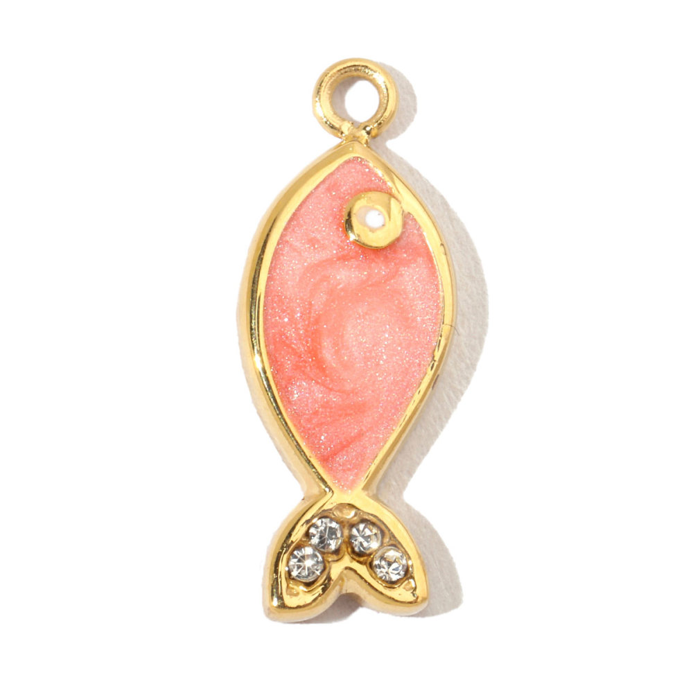 6pcs/pack French Fish Enamel Stainless Steel Diy Charms Women Watermelon Earring Necklace Pendant Heart Eye Jewelry