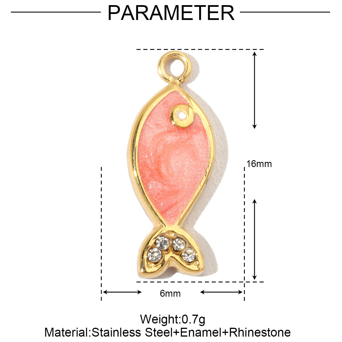 6pcs/pack French Fish Enamel Stainless Steel Diy Charms Women Watermelon Earring Necklace Pendant Heart Eye Jewelry