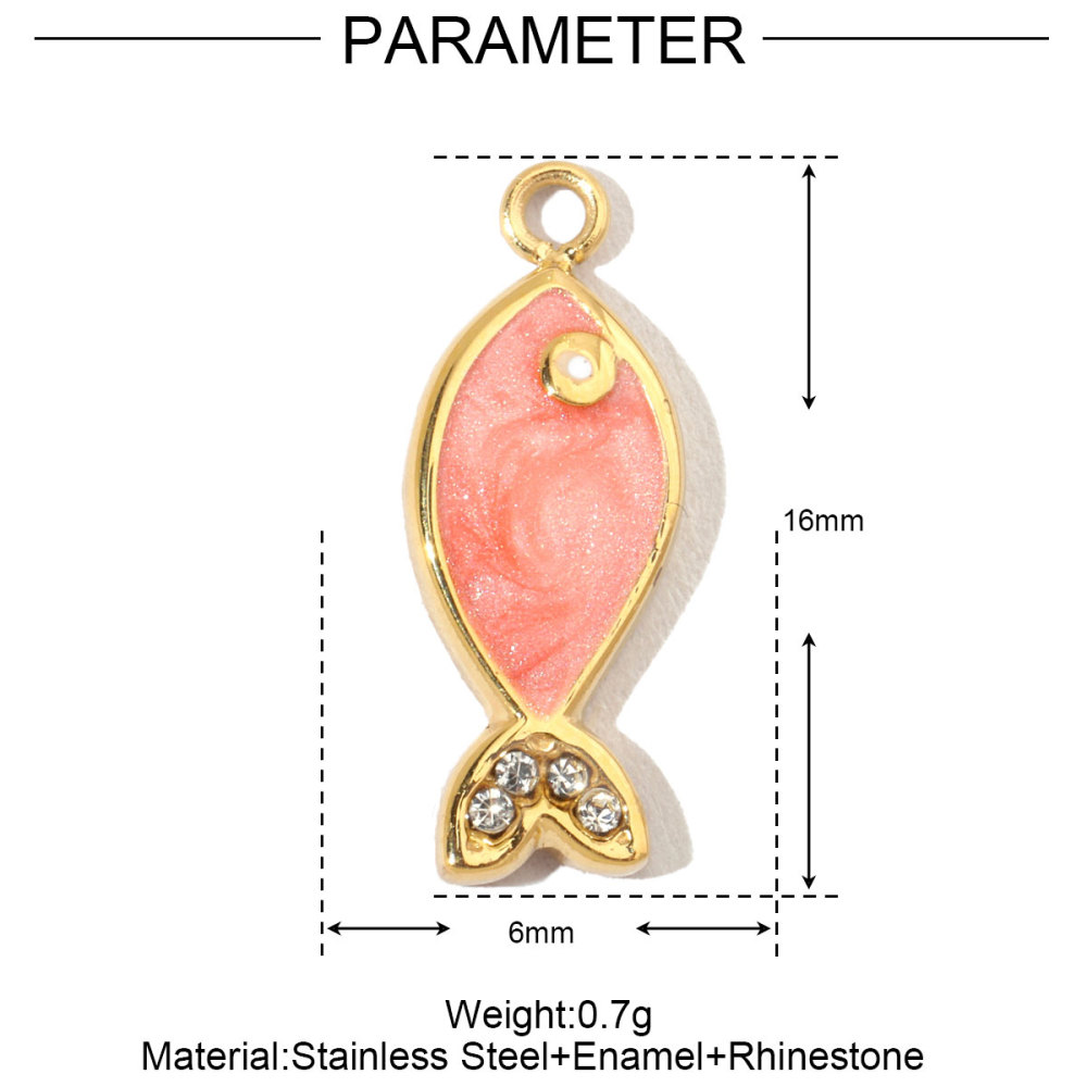 6pcs/pack French Fish Enamel Stainless Steel Diy Charms Women Watermelon Earring Necklace Pendant Heart Eye Jewelry
