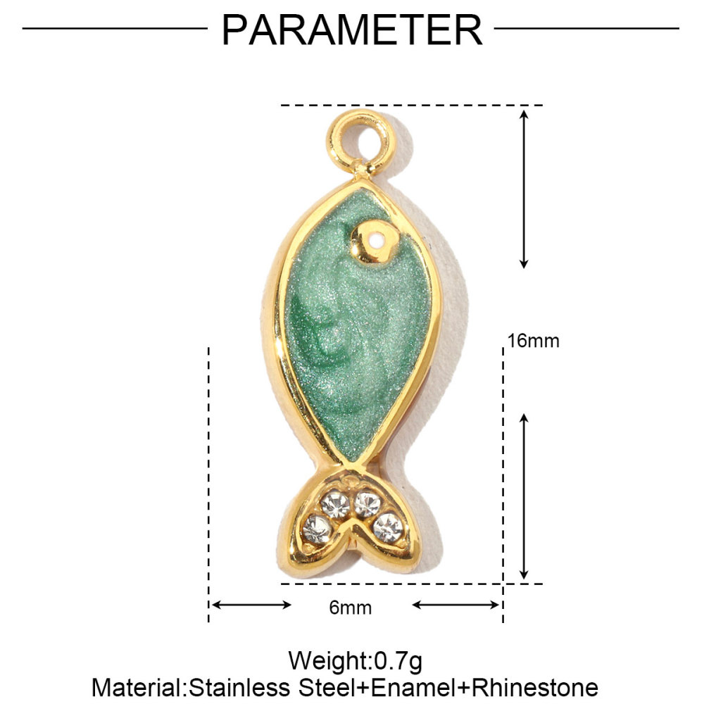 6pcs/pack French Fish Enamel Stainless Steel Diy Charms Women Watermelon Earring Necklace Pendant Heart Eye Jewelry