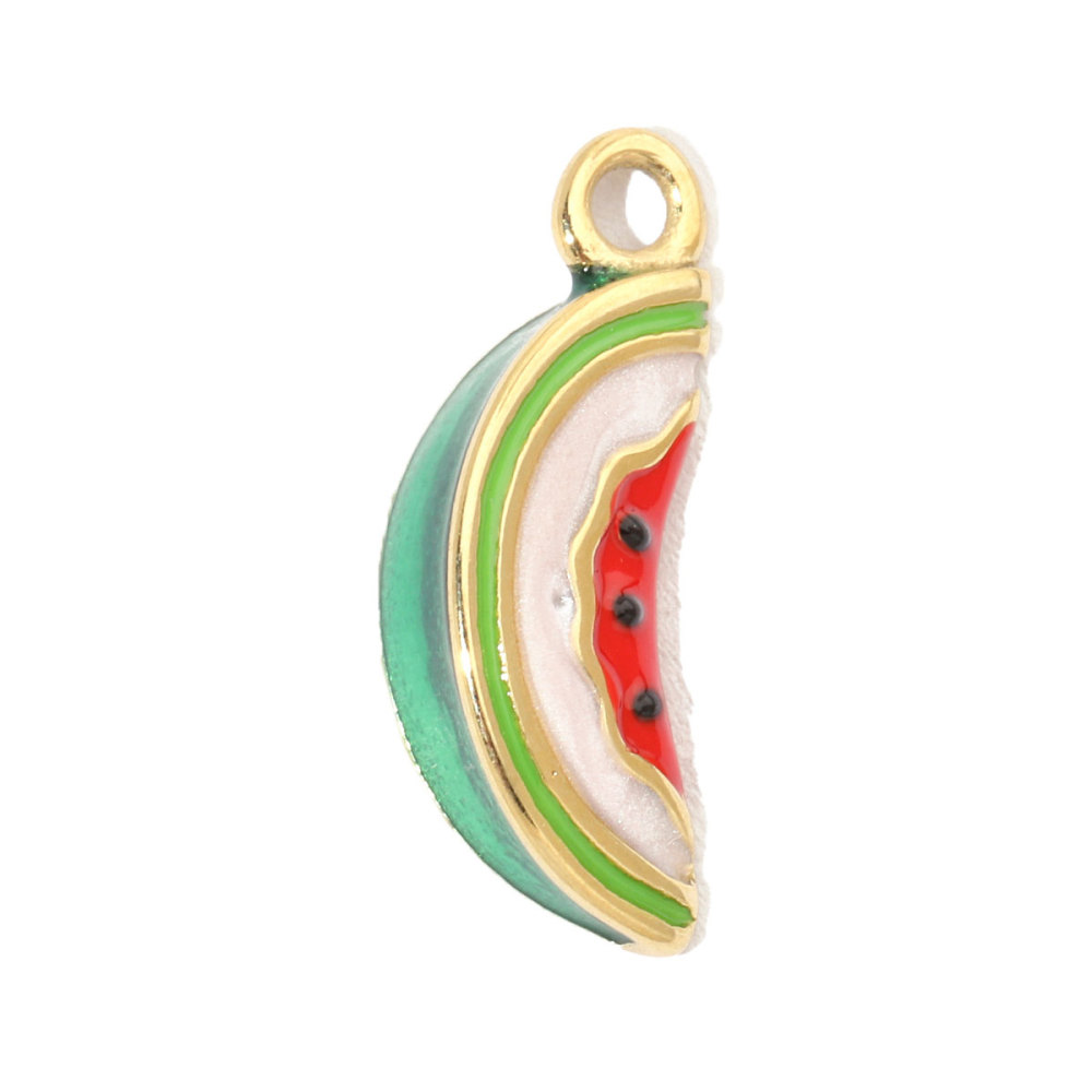 6pcs/pack French Fish Enamel Stainless Steel Diy Charms Women Watermelon Earring Necklace Pendant Heart Eye Jewelry