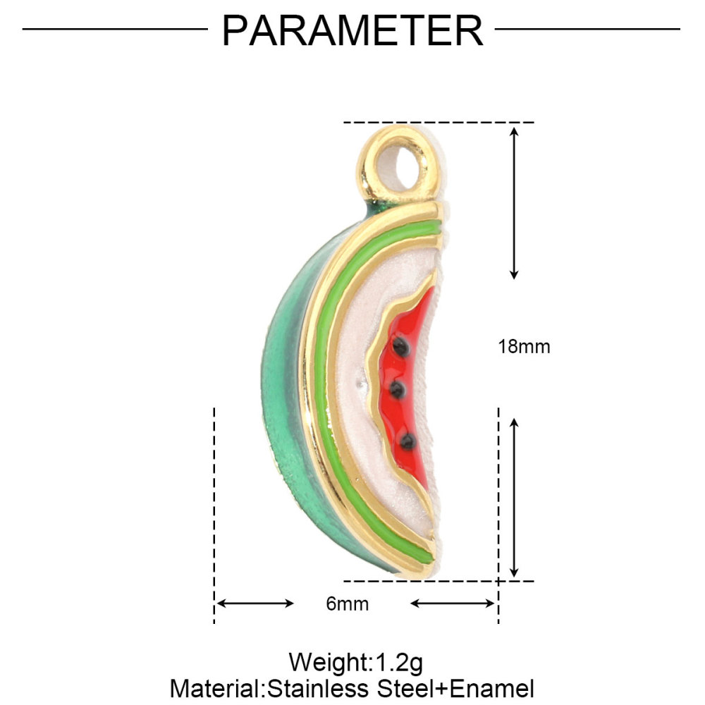 6pcs/pack French Fish Enamel Stainless Steel Diy Charms Women Watermelon Earring Necklace Pendant Heart Eye Jewelry