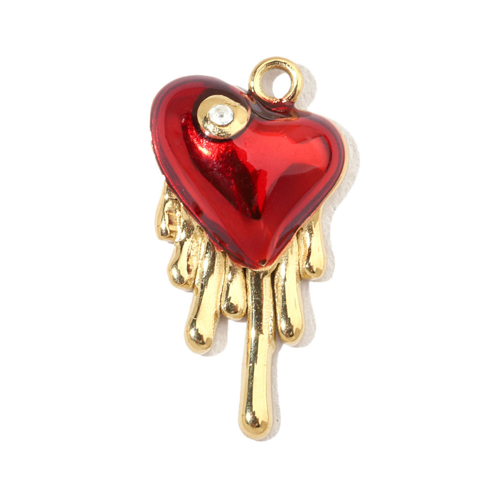 6pcs/pack French Fish Enamel Stainless Steel Diy Charms Women Watermelon Earring Necklace Pendant Heart Eye Jewelry