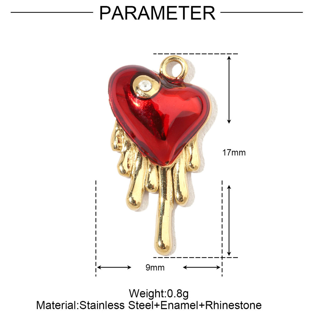 6pcs/pack French Fish Enamel Stainless Steel Diy Charms Women Watermelon Earring Necklace Pendant Heart Eye Jewelry