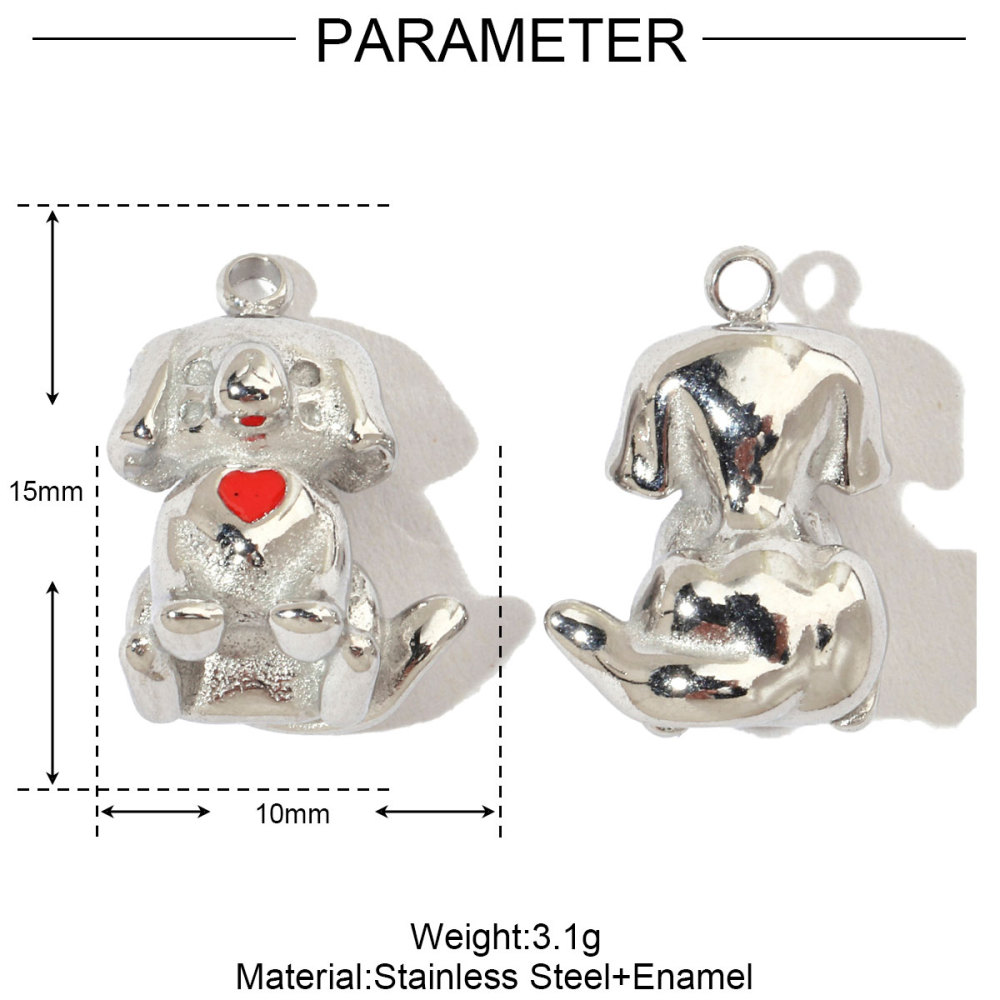 6pcs/pack French Dog Cat Stainless Steel Diy Charms Women Giraffe Animal Earring Necklace Pendant Ladybug Fish Jewelry
