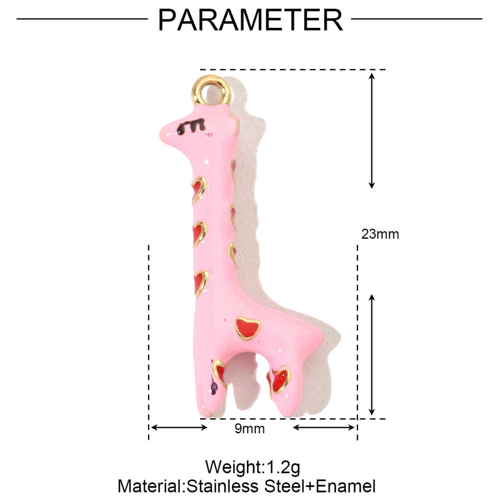 6pcs/pack French Dog Cat Stainless Steel Diy Charms Women Giraffe Animal Earring Necklace Pendant Ladybug Fish Jewelry