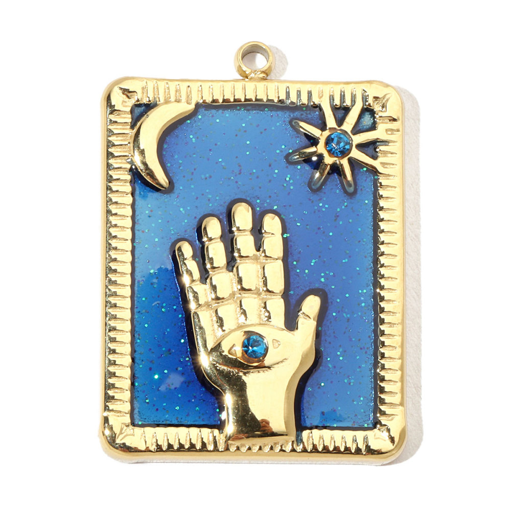 6pcs/pack French Moon Enamel Stainless Steel Diy Charms Women Star Earring Necklace Pendant Hand Jewelry