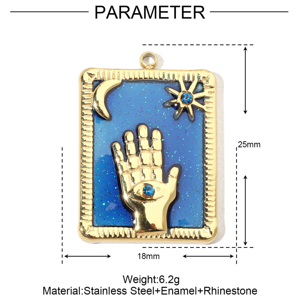 6pcs/pack French Moon Enamel Stainless Steel Diy Charms Women Star Earring Necklace Pendant Hand Jewelry