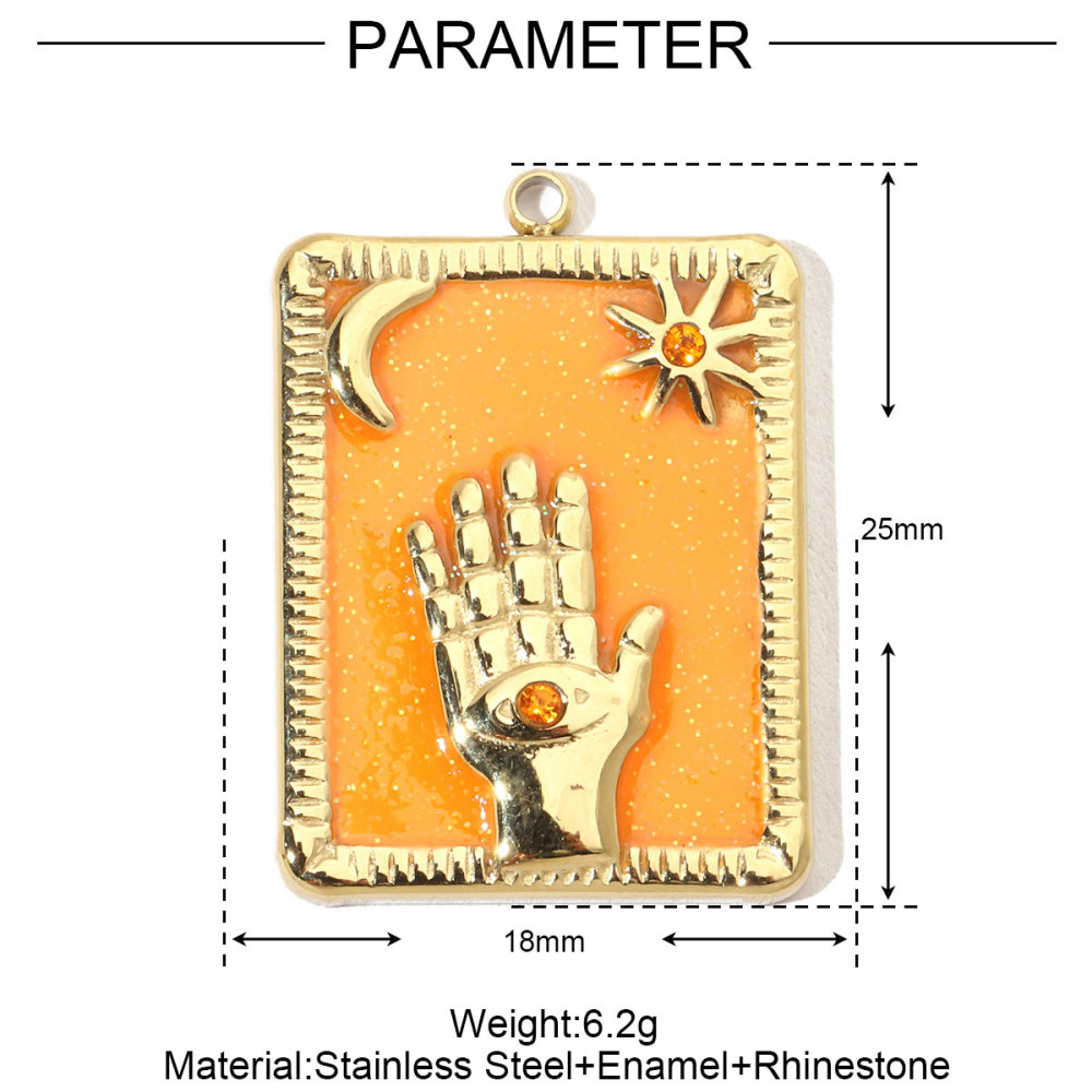 6pcs/pack French Moon Enamel Stainless Steel Diy Charms Women Star Earring Necklace Pendant Hand Jewelry
