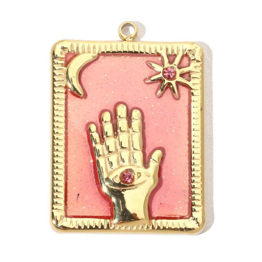 6pcs/pack French Moon Enamel Stainless Steel Diy Charms Women Star Earring Necklace Pendant Hand Jewelry