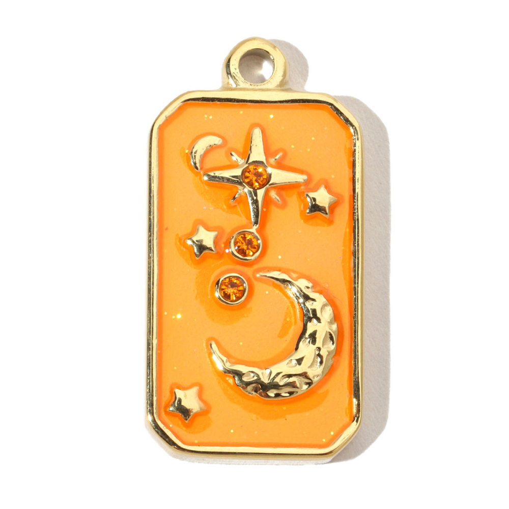 6pcs/pack French Moon Enamel Stainless Steel Diy Charms Women Star Earring Necklace Pendant Hand Jewelry