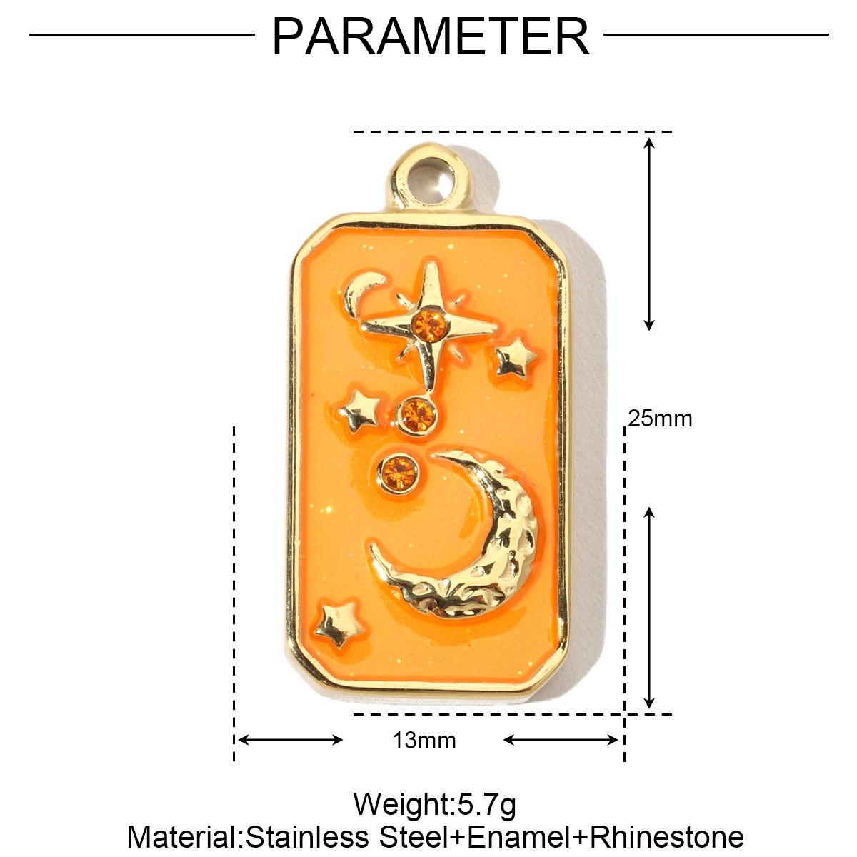 6pcs/pack French Moon Enamel Stainless Steel Diy Charms Women Star Earring Necklace Pendant Hand Jewelry