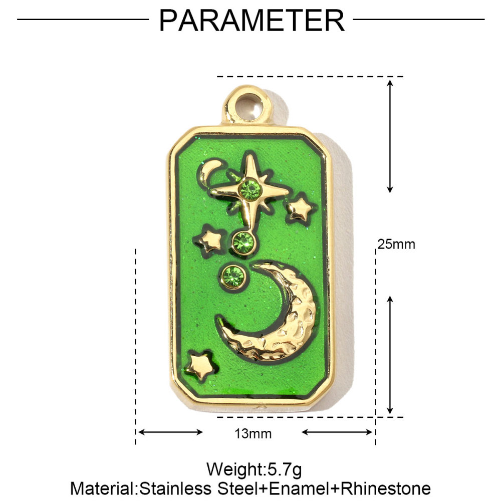 6pcs/pack French Moon Enamel Stainless Steel Diy Charms Women Star Earring Necklace Pendant Hand Jewelry