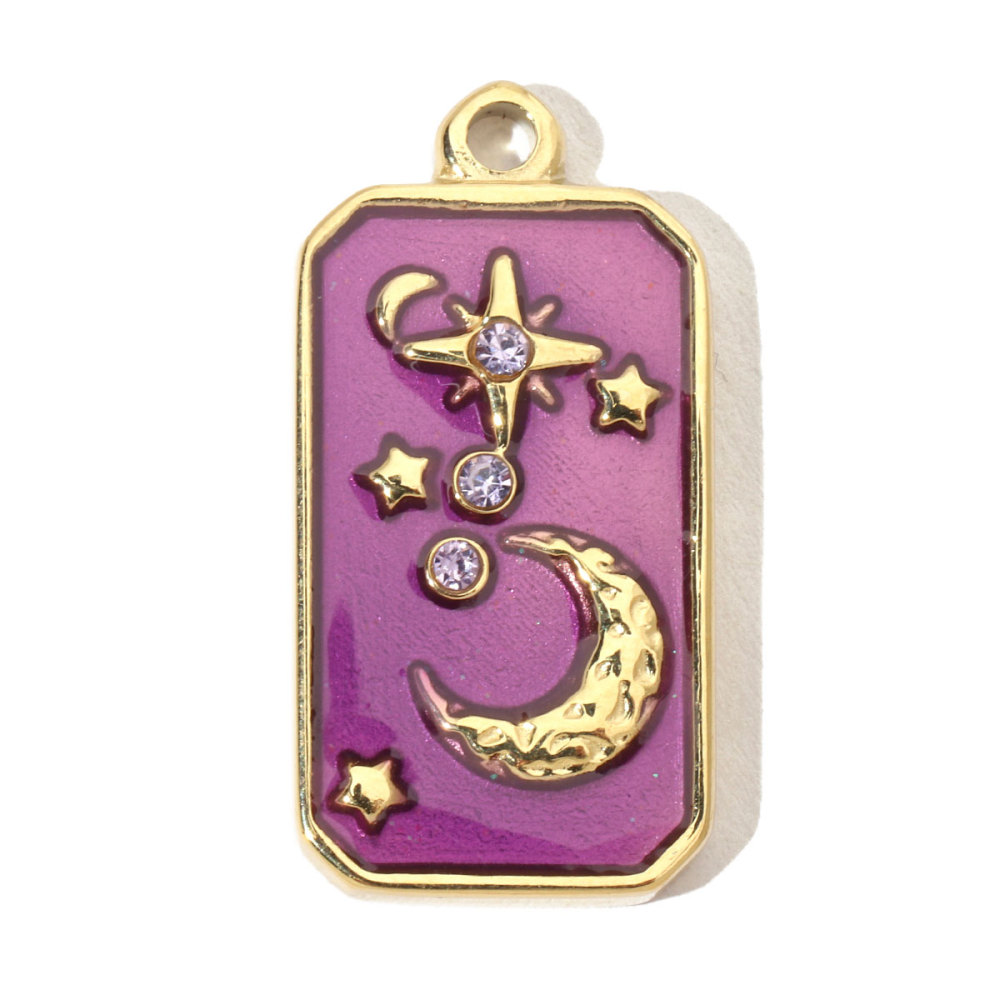 6pcs/pack French Moon Enamel Stainless Steel Diy Charms Women Star Earring Necklace Pendant Hand Jewelry