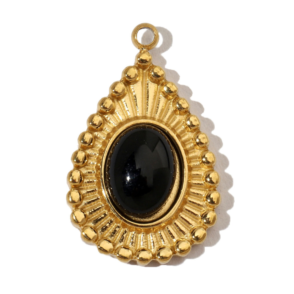 6pcs/pack French Eagle Natural Stone Stainless Steel Diy Charms Women Turtle Necklace Pendant Waterdrop Tiger Eye Jewelry
