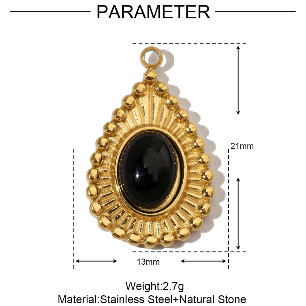 6pcs/pack French Eagle Natural Stone Stainless Steel Diy Charms Women Turtle Necklace Pendant Waterdrop Tiger Eye Jewelry