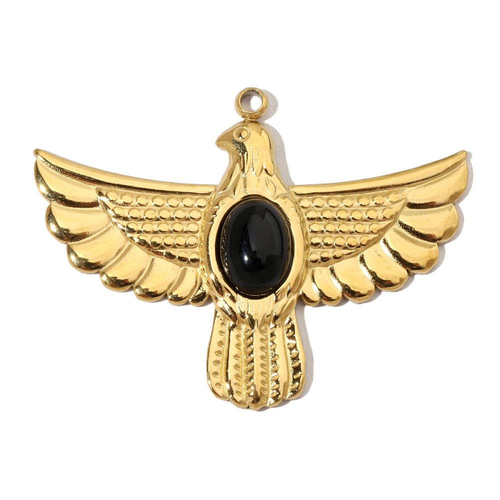 6pcs/pack French Eagle Natural Stone Stainless Steel Diy Charms Women Turtle Necklace Pendant Waterdrop Tiger Eye Jewelry