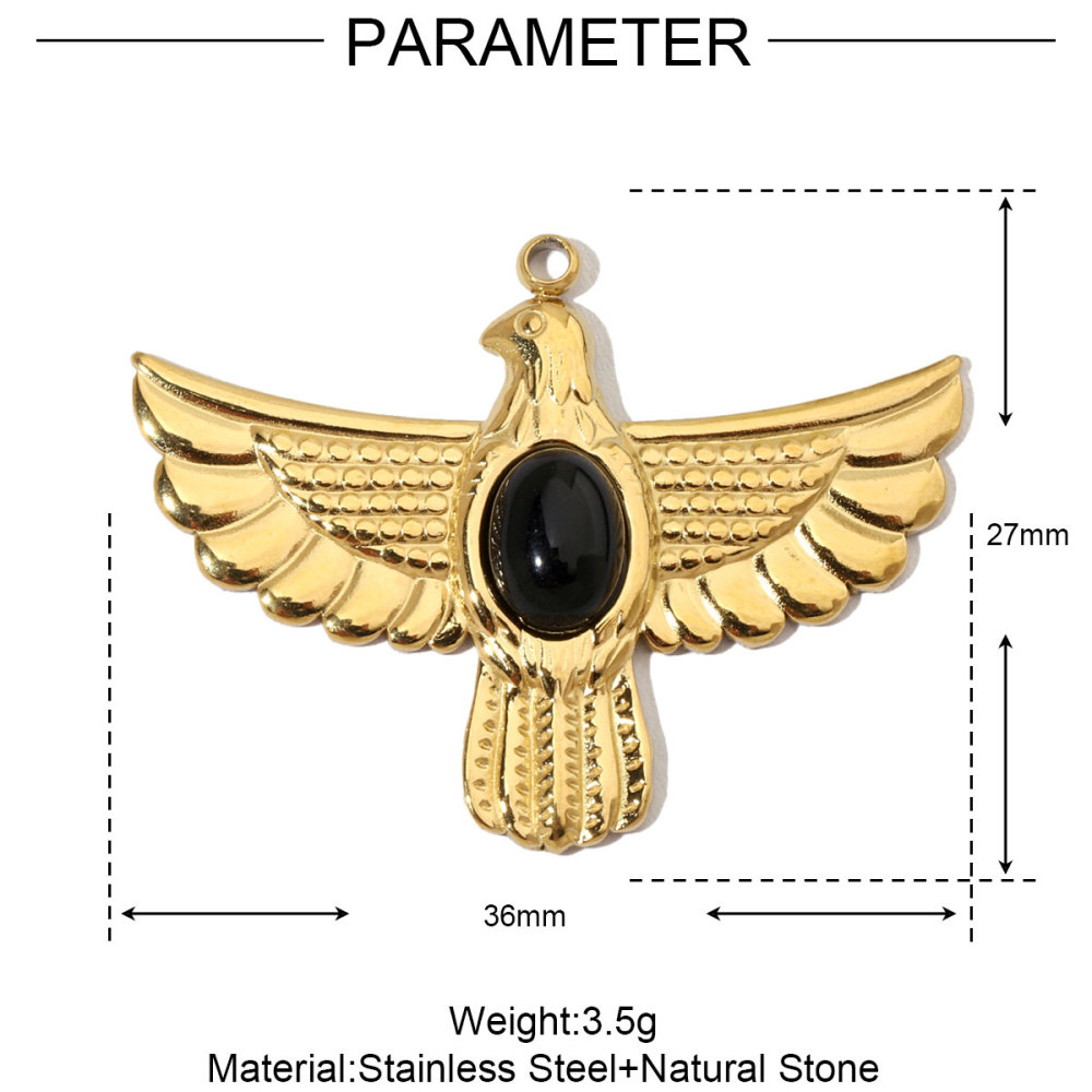 6pcs/pack French Eagle Natural Stone Stainless Steel Diy Charms Women Turtle Necklace Pendant Waterdrop Tiger Eye Jewelry