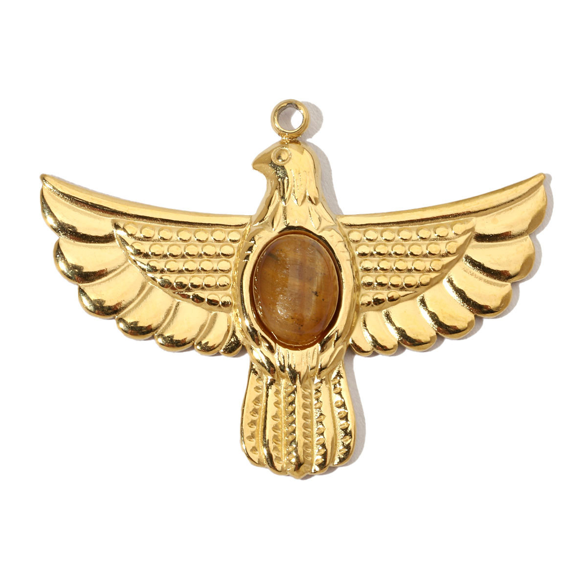 6pcs/pack French Eagle Natural Stone Stainless Steel Diy Charms Women Turtle Necklace Pendant Waterdrop Tiger Eye Jewelry