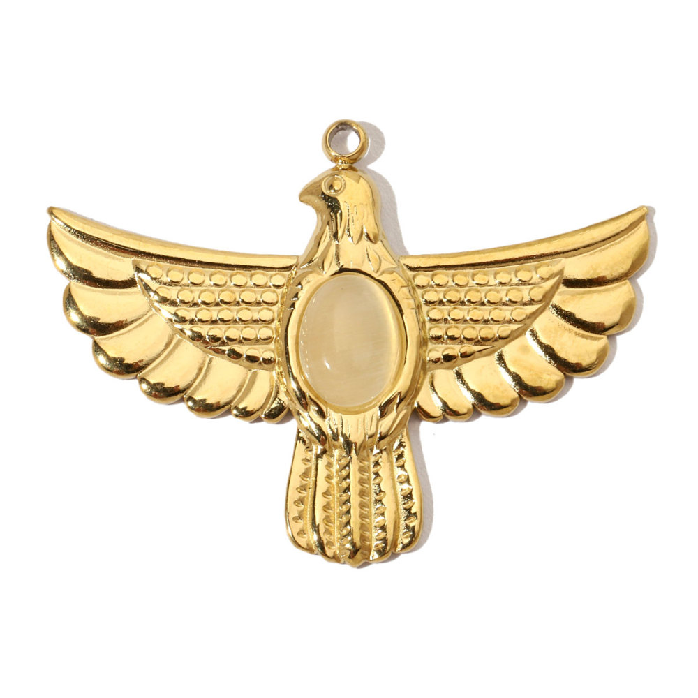 6pcs/pack French Eagle Natural Stone Stainless Steel Diy Charms Women Turtle Necklace Pendant Waterdrop Tiger Eye Jewelry