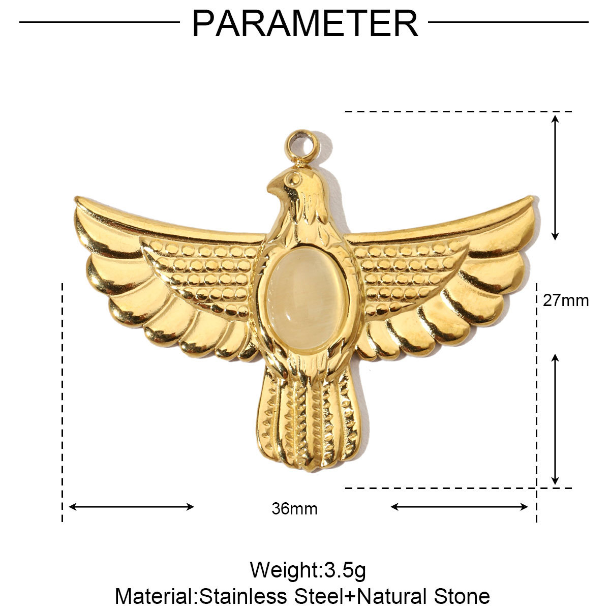 6pcs/pack French Eagle Natural Stone Stainless Steel Diy Charms Women Turtle Necklace Pendant Waterdrop Tiger Eye Jewelry