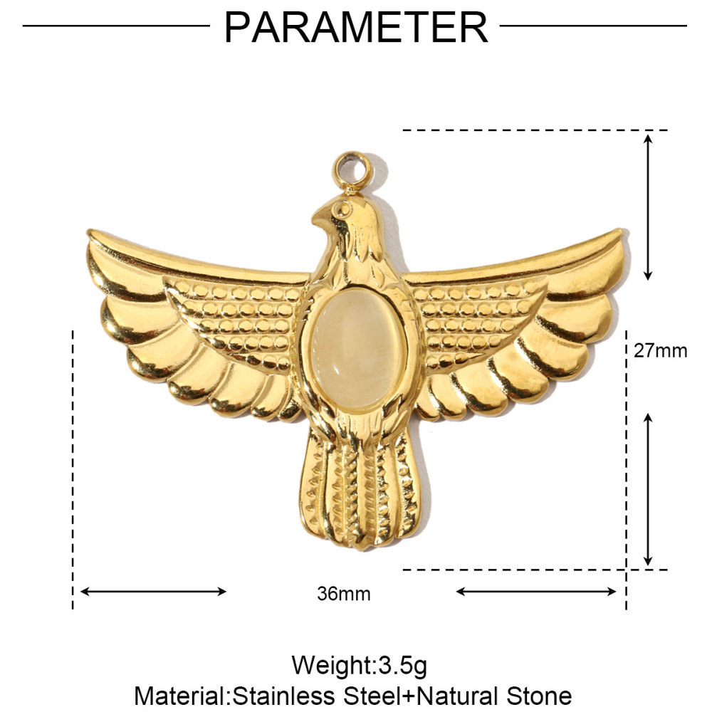 6pcs/pack French Eagle Natural Stone Stainless Steel Diy Charms Women Turtle Necklace Pendant Waterdrop Tiger Eye Jewelry