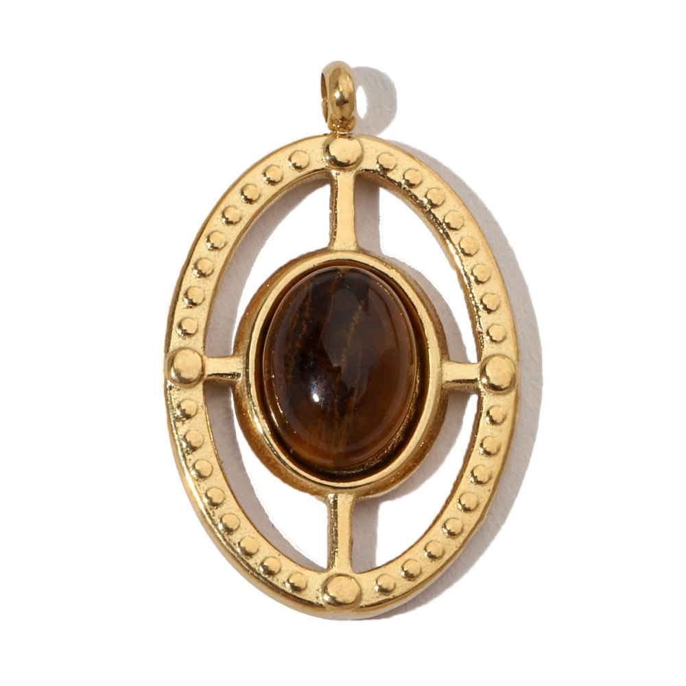6pcs/pack French Eagle Natural Stone Stainless Steel Diy Charms Women Turtle Necklace Pendant Waterdrop Tiger Eye Jewelry