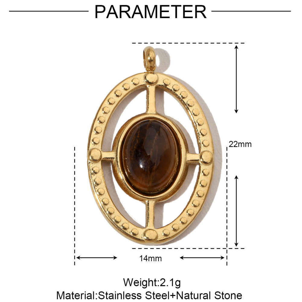 6pcs/pack French Eagle Natural Stone Stainless Steel Diy Charms Women Turtle Necklace Pendant Waterdrop Tiger Eye Jewelry