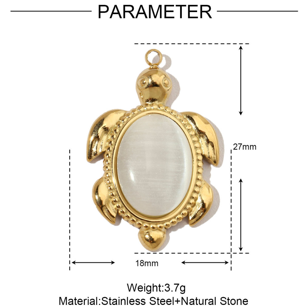 6pcs/pack French Eagle Natural Stone Stainless Steel Diy Charms Women Turtle Necklace Pendant Waterdrop Tiger Eye Jewelry