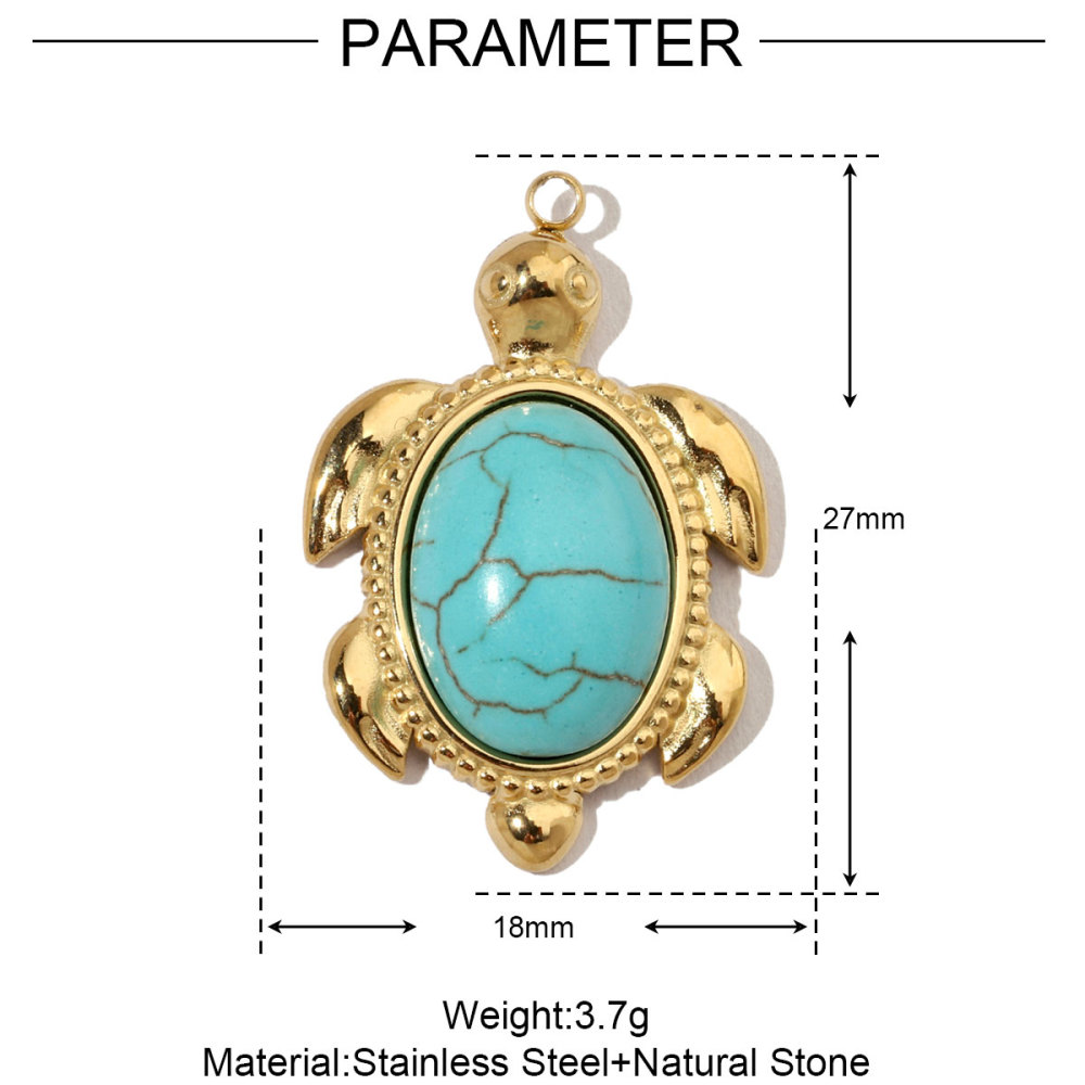 6pcs/pack French Eagle Natural Stone Stainless Steel Diy Charms Women Turtle Necklace Pendant Waterdrop Tiger Eye Jewelry