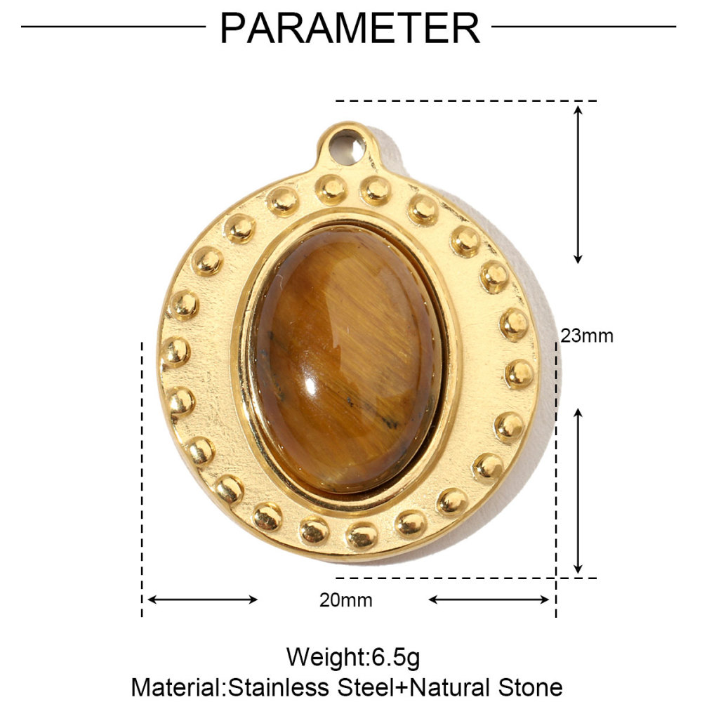 6pcs/pack French Moon Star Natural Stone Stainless Steel Diy Charms Women Heart Eye Necklace Pendant Hand Shell Jewelry