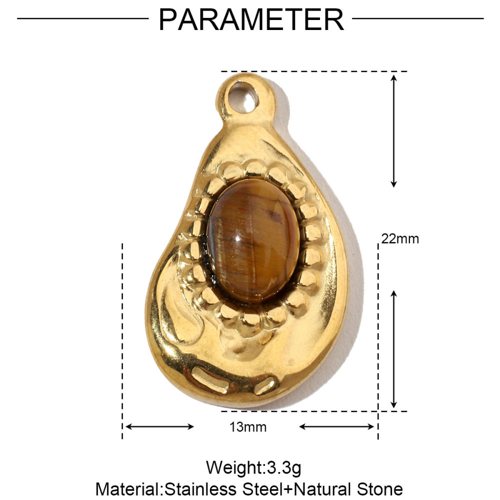 6pcs/pack French Moon Star Natural Stone Stainless Steel Diy Charms Women Heart Eye Necklace Pendant Hand Shell Jewelry
