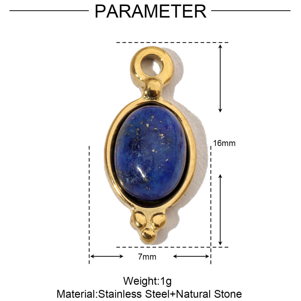 6pcs/pack French Moon Star Natural Stone Stainless Steel Diy Charms Women Heart Eye Necklace Pendant Hand Shell Jewelry
