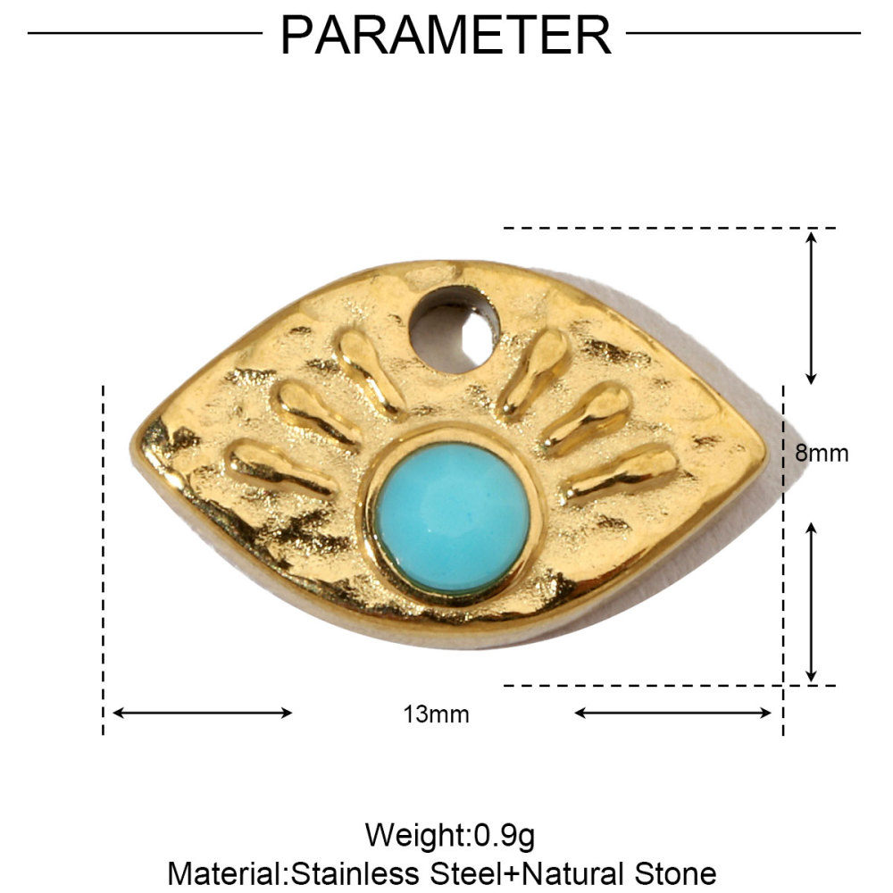 6pcs/pack French Moon Star Natural Stone Stainless Steel Diy Charms Women Heart Eye Necklace Pendant Hand Shell Jewelry