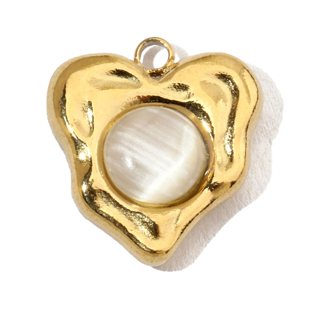 6pcs/pack French Moon Star Natural Stone Stainless Steel Diy Charms Women Heart Eye Necklace Pendant Hand Shell Jewelry
