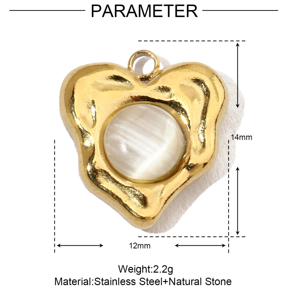 6pcs/pack French Moon Star Natural Stone Stainless Steel Diy Charms Women Heart Eye Necklace Pendant Hand Shell Jewelry