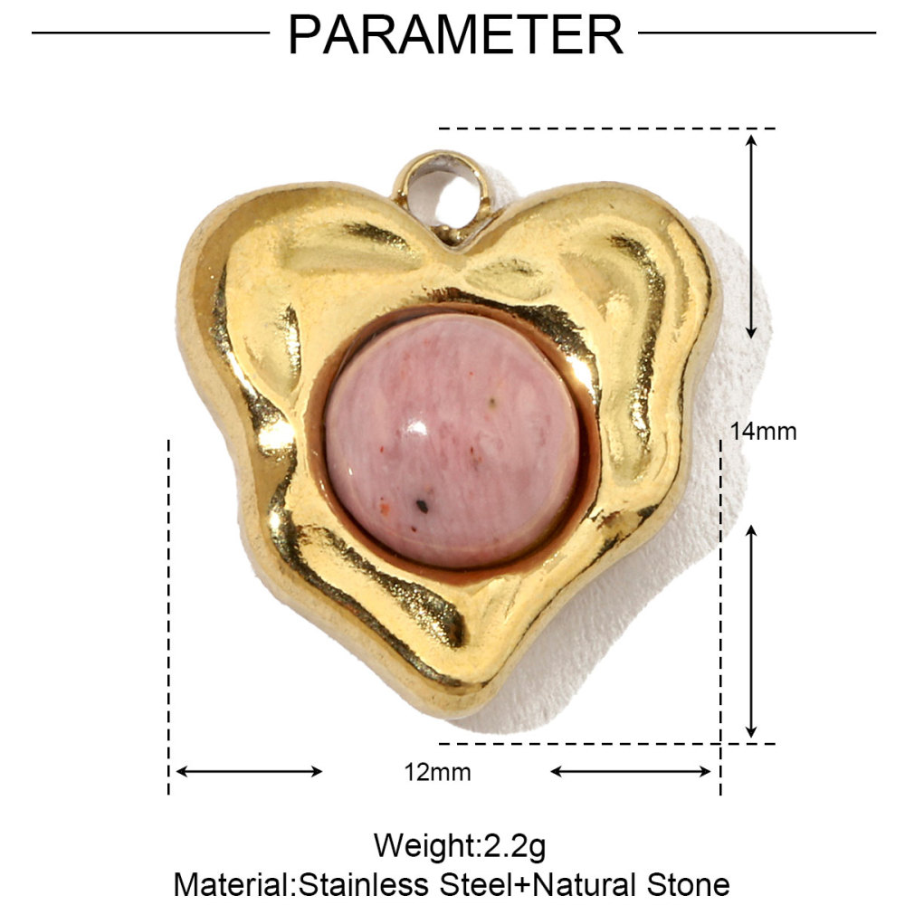 6pcs/pack French Moon Star Natural Stone Stainless Steel Diy Charms Women Heart Eye Necklace Pendant Hand Shell Jewelry