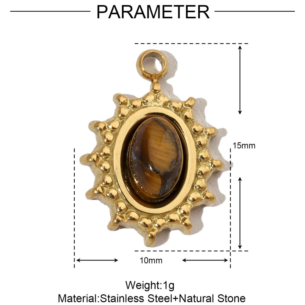 6pcs/pack French Moon Star Natural Stone Stainless Steel Diy Charms Women Heart Eye Necklace Pendant Hand Shell Jewelry