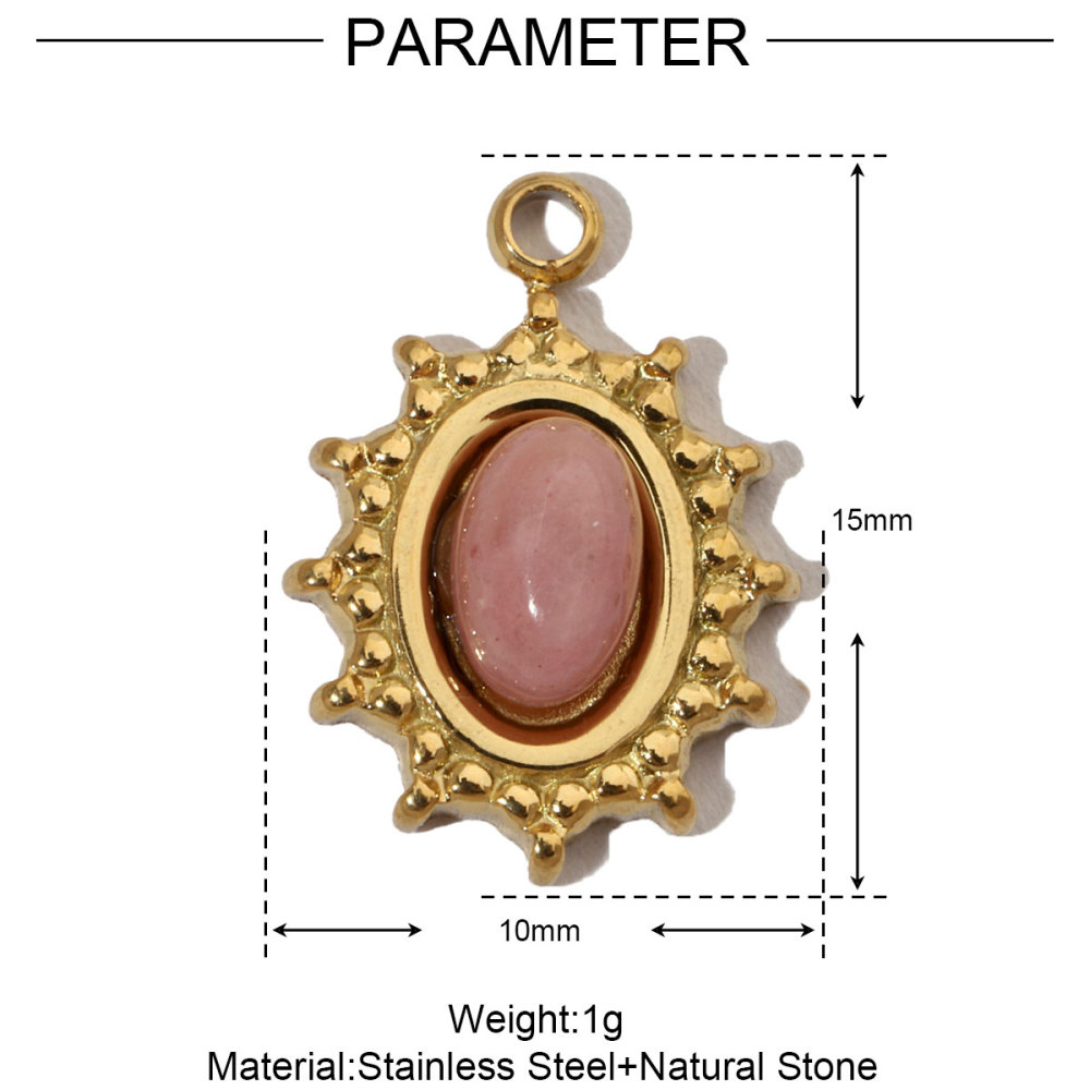 6pcs/pack French Moon Star Natural Stone Stainless Steel Diy Charms Women Heart Eye Necklace Pendant Hand Shell Jewelry