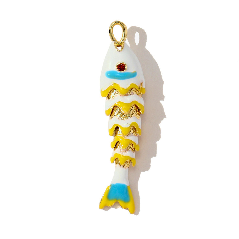 6pcs/pack Fashion Copper Zircon Enamel Goldfish Earring Charms Gradient Koi Crop Diy Necklace Pendants Women Lucky Jewelry