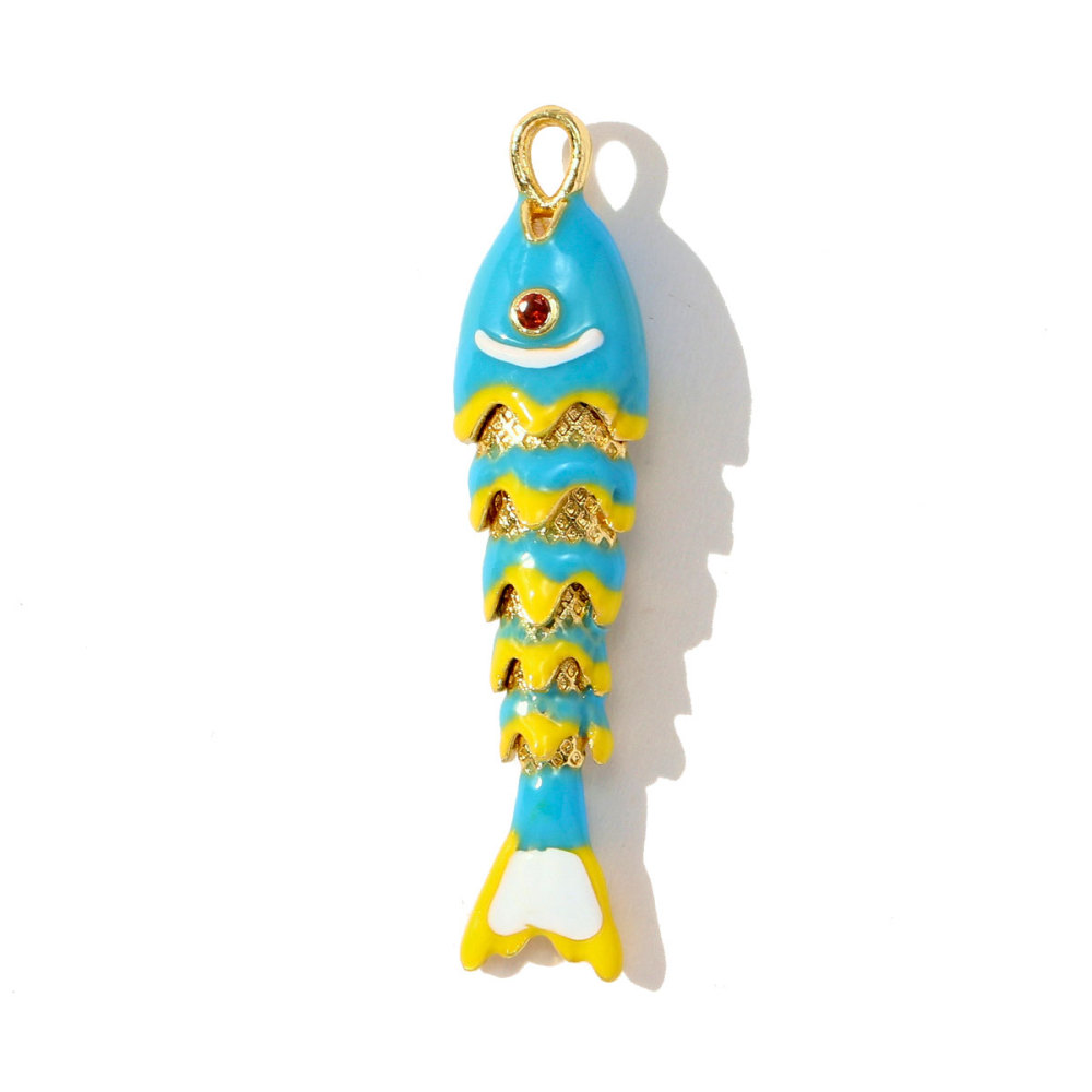 6pcs/pack Fashion Copper Zircon Enamel Goldfish Earring Charms Gradient Koi Crop Diy Necklace Pendants Women Lucky Jewelry