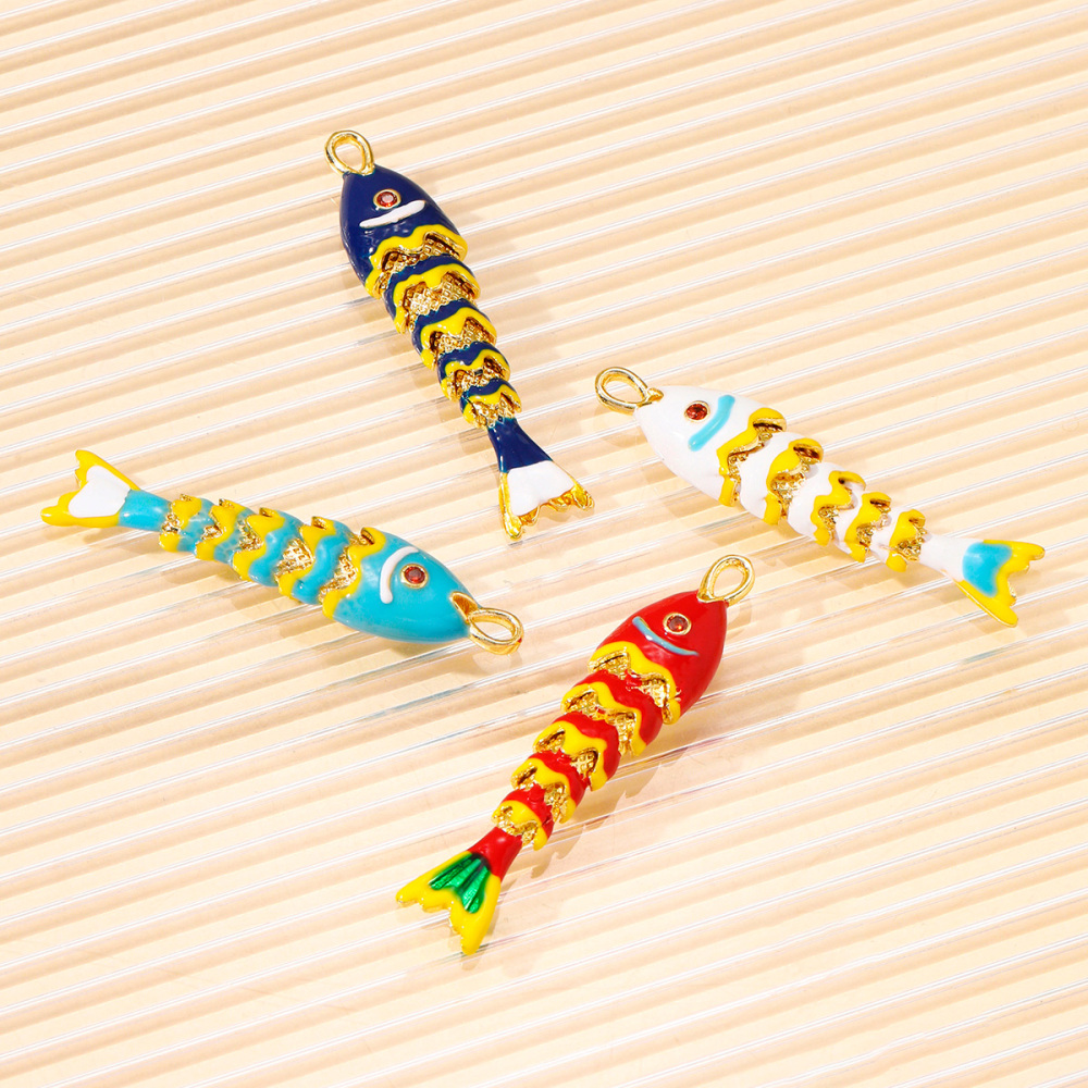 6pcs/pack Fashion Copper Zircon Enamel Goldfish Earring Charms Gradient Koi Crop Diy Necklace Pendants Women Lucky Jewelry