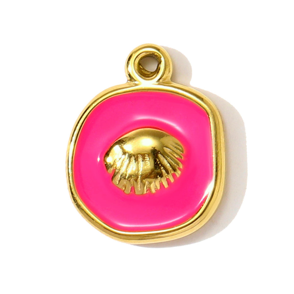6pcs/pack Stainless Steel Enamel Shell Fish Necklace Pendants Painted Starfish DIY Earring Charms Women Summer Holiday Jewelry