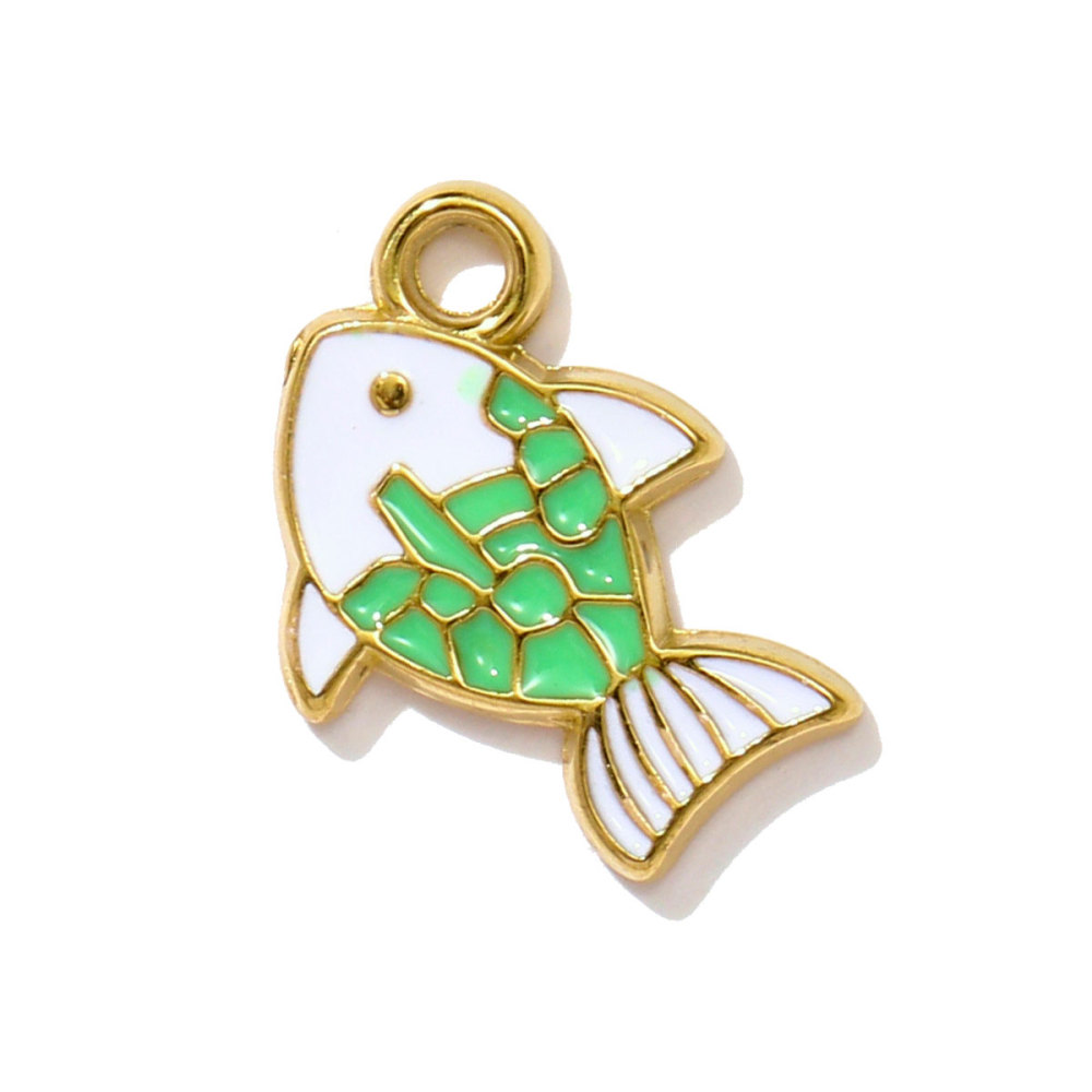 6pcs/pack Stainless Steel Enamel Shell Fish Necklace Pendants Painted Starfish DIY Earring Charms Women Summer Holiday Jewelry