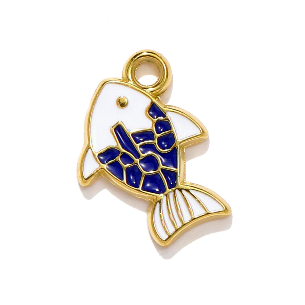 6pcs/pack Stainless Steel Enamel Shell Fish Necklace Pendants Painted Starfish DIY Earring Charms Women Summer Holiday Jewelry