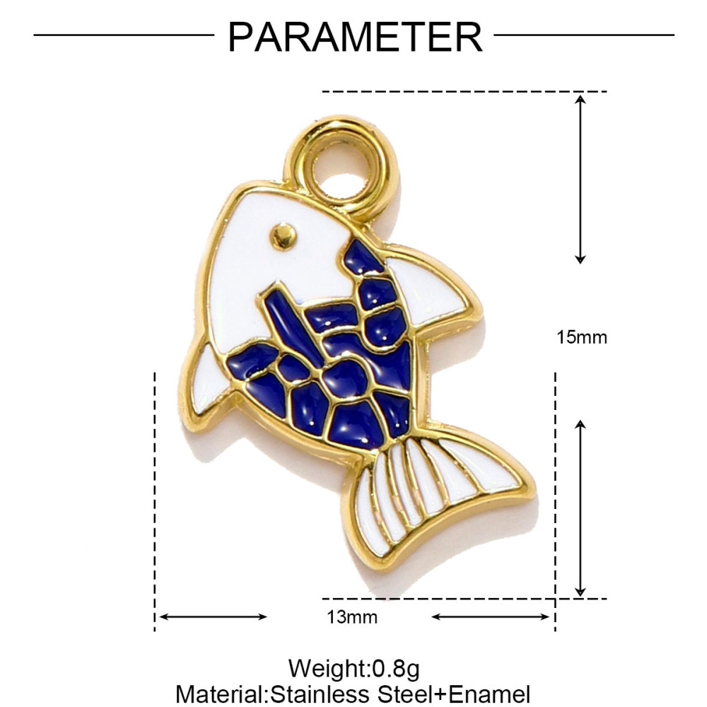 6pcs/pack Stainless Steel Enamel Shell Fish Necklace Pendants Painted Starfish DIY Earring Charms Women Summer Holiday Jewelry