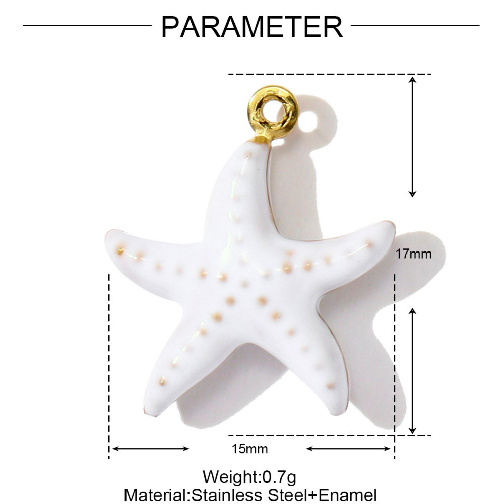 6pcs/pack Stainless Steel Enamel Shell Fish Necklace Pendants Painted Starfish DIY Earring Charms Women Summer Holiday Jewelry