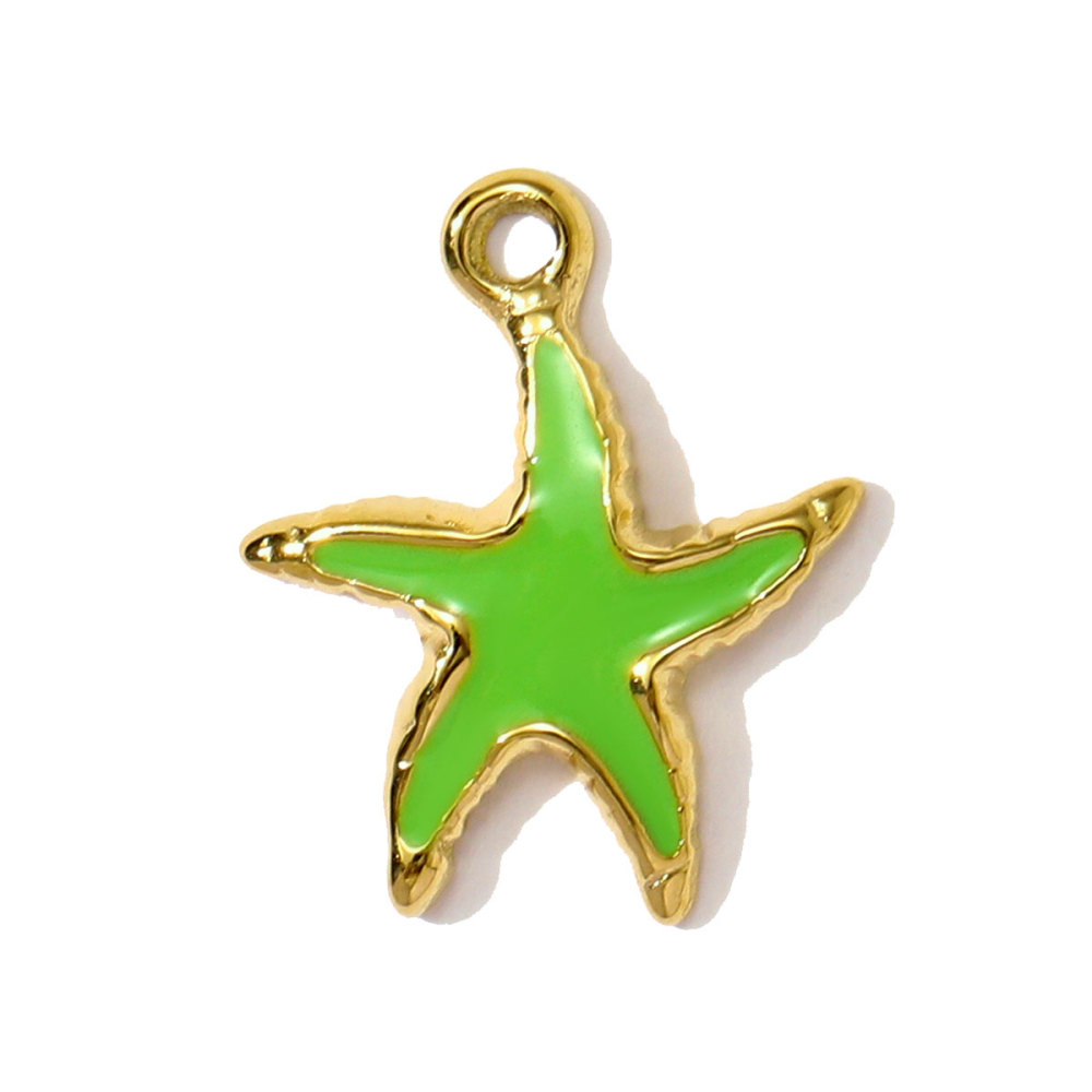 6pcs/pack Stainless Steel Enamel Shell Fish Necklace Pendants Painted Starfish DIY Earring Charms Women Summer Holiday Jewelry