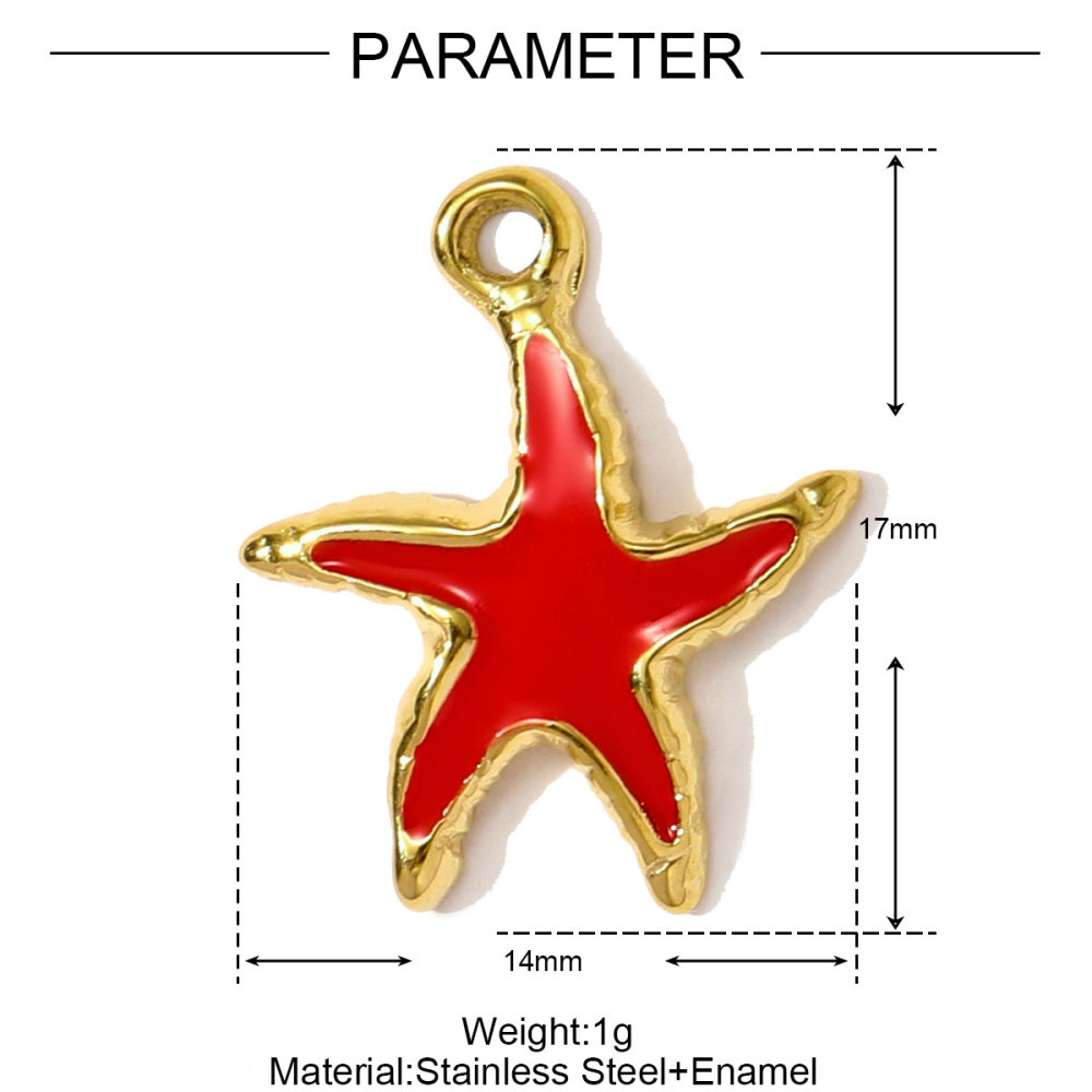 6pcs/pack Stainless Steel Enamel Shell Fish Necklace Pendants Painted Starfish DIY Earring Charms Women Summer Holiday Jewelry