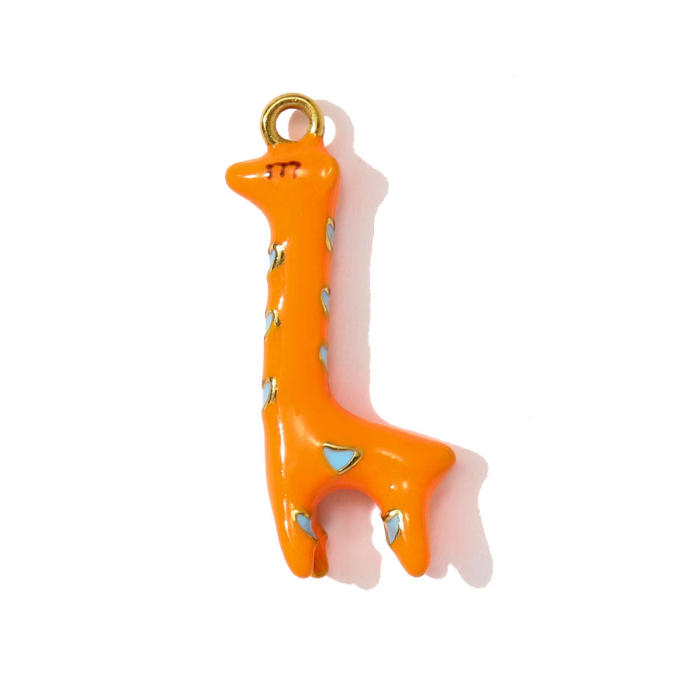 6pcs/pack Stainless Steel Enamel Giraffe Frog Necklace Pendants Painted Plam Tree Ladybird DIY Charms Women Love Heart Jewelry